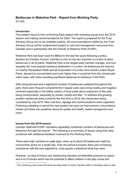 Barbecues in Waterlow Park - Report from Working Party 31/1/20