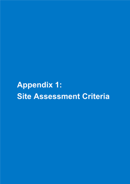 Appendix 1: Site Assessment Criteria
