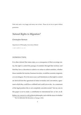 Natural Rights to Migration?