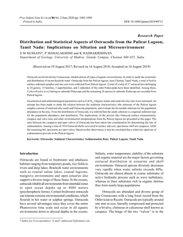 Distribution and Statistical Aspects of Ostracoda from the Pulicat Lagoon,Tamil Nadu