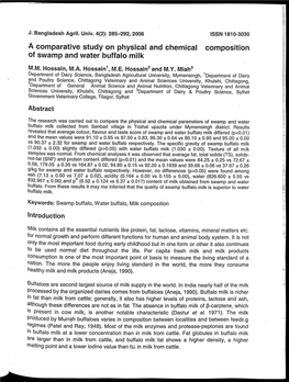 A Comparative Study on Physical and Chemical Composition of Swamp and Water Buffalo Milk