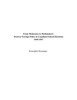 Postwar Foreign Policy in Canadian Federal Elections 1949-1957