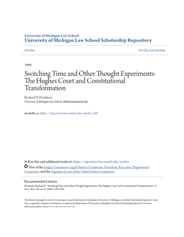 Switching Time and Other Thought Experiments: the Hughes Court and Constitutional Transformation