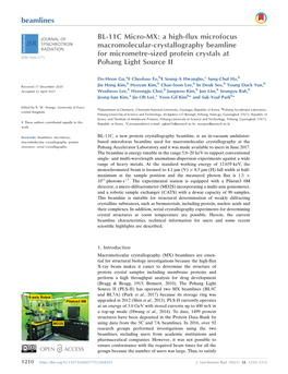 BL-11C Micro-MX: a High-Flux Microfocus Macromolecular-Crystallography Beamline for Micrometre-Sized Protein Crystals at ISSN 1600-5775 Pohang Light Source II