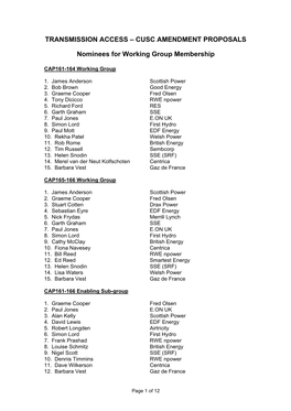 Transmission Access – Cusc Amendment Proposals