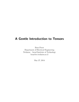 A Gentle Introduction to Tensors (2014)