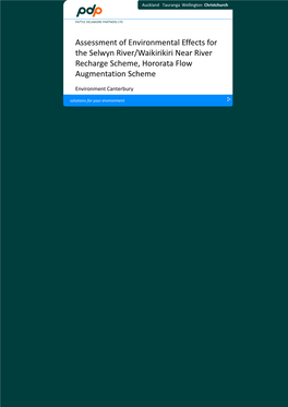 Assessment of Environmental Effects for the Selwyn River / Waikirikiri Near River Recharge Scheme, Hororata Flow Augmentation Scheme