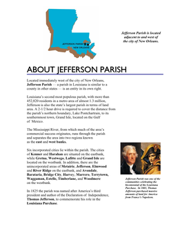 About Jefferson Parish Can Be Found by Accessing the Parish’S Web Site At