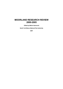 Moorland Research Review 2000-2005