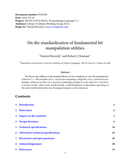 On the Standardization of Fundamental Bit Manipulation Utilities