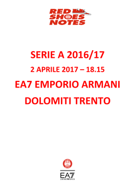 Serie a 2016/17 Ea7 Emporio Armani Dolomiti Trento
