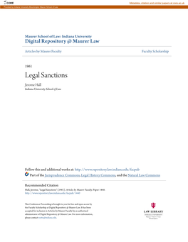 Legal Sanctions Jerome Hall Indiana University School of Law