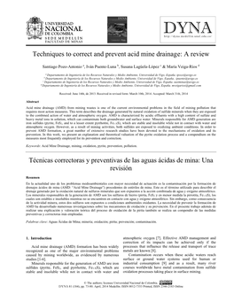 Techniques to Correct and Prevent Acid Mine Drainage: a Review