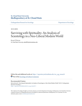 Surviving with Spirituality: an Analysis of Scientology in a Neo-Liberal Modern World Kevin D