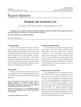 Headache and Arachnoid Cysts