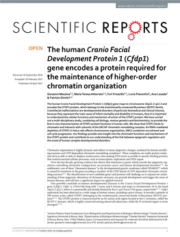 The Human Cranio Facial Development Protein 1 (Cfdp1)