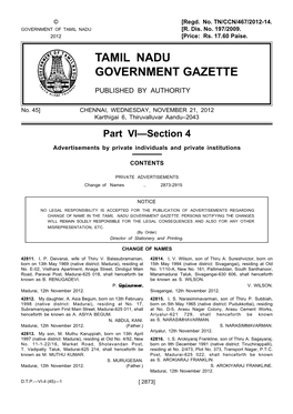 Tamil Nadu Government Gazette