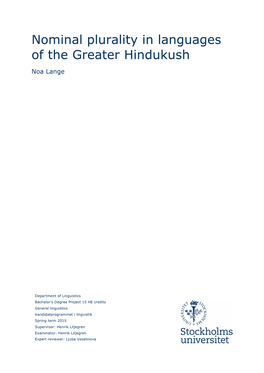 Nominal Plurality in Languages of the Greater Hindukush