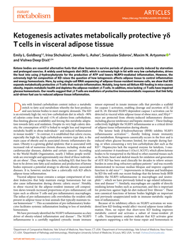 Ketogenesis Activates Metabolically Protective Γδ T Cells in Visceral Adipose Tissue