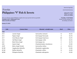 Philippines "V" Fish & Inverts