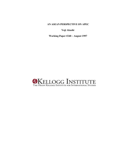 An Asean Perspective on Apec