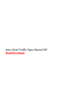 Satcc Road Traffic Signs Manual Pdf