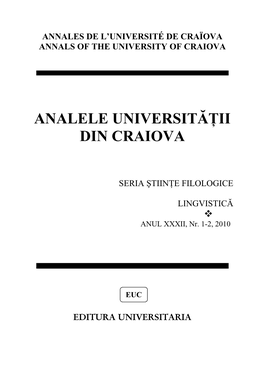 Analele Universit Ii Din Craiova