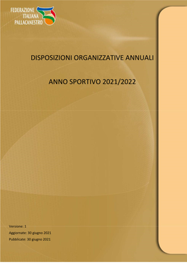 Disposizioni Organizzative Annuali Anno Sportivo 2021/2022