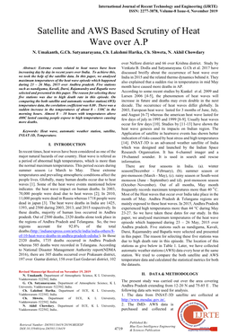 Satellite and AWS Based Scrutiny of Heat Wave Over A.P N