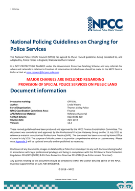 National Policing Guidelines on Charging for Police Services