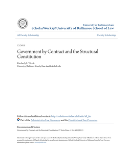 Government by Contract and the Structural Constitution Kimberly L