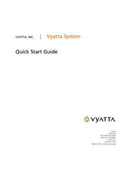 Quick Start Guide | Vyatta System