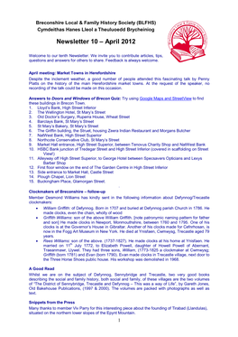 Newsletter 10 – April 2012