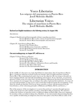 Libertarian Voices the Origins of Anarchism in Puerto Rico Jorell Meléndez Badillo