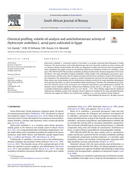 Chemical Profiling, Volatile Oil Analysis and Anticholinesterase Activity Of