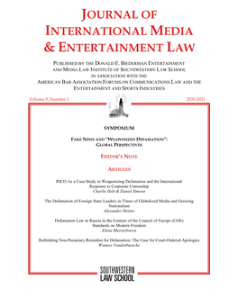 Journal of International Media & Entertainment