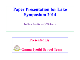 Paper Presentation for Lake Symposium 2014