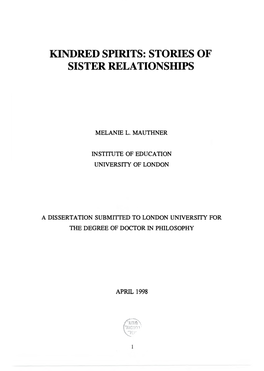 Kindred Spirits: Stories of Sister Relationships