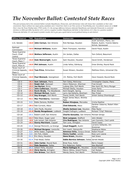 The November Ballot: Contested State Races