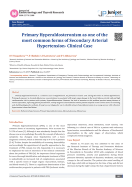 Primary Hyperaldosteronism As One of the Most Common Forms of Secondary Arterial Hypertension- Clinical Case