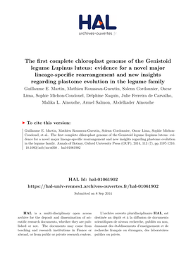 The First Complete Chloroplast Genome of the Genistoid