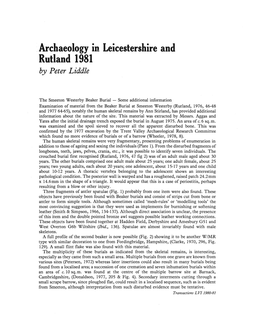 Archaeology in Leicestershire and Rutland 1981