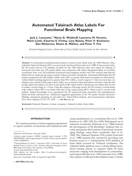 Talairach Atlas Labels for Functional Brain Mapping