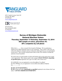 Survey of Michigan Statewide General Election Voters