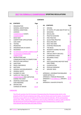 2017 Fia Formula 2 Championship Sporting Regulations