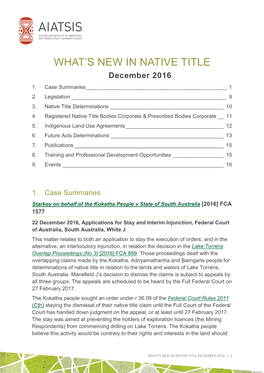 What's New in Native Title December 2016