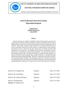 Scale up Bayesian Networks Learning Dissertation Proposal