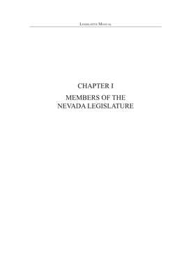 Chapter I—Members of the Nevada Legislature