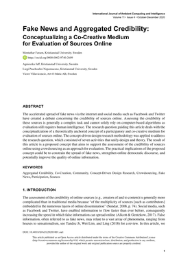 Fake News and Aggregated Credibility: Conceptualizing a Co-Creative Medium for Evaluation of Sources Online