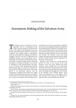 Instrument Making of the Salvation Army